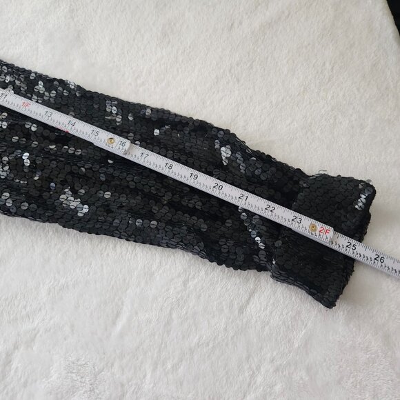 Vintage Halston Sequin Maxi Dress Size 12 Black Zip Collared Formal Party 70s - Picture 15 of 16